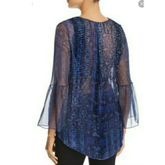 Elie Tahari Silk Ruffle Burnout Velvet Beverly Chiffon Blouse NWT - Picture 3 of 14